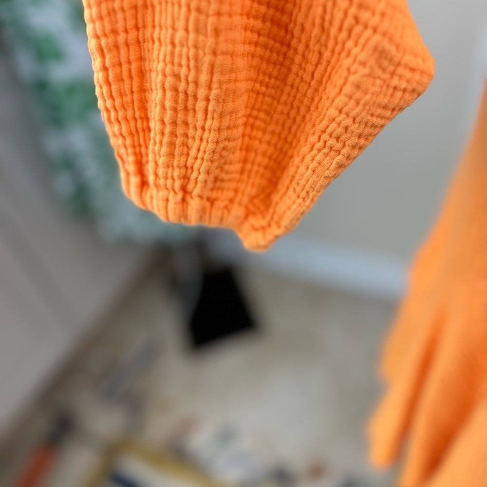 Magaschoni Size Medium Tumeric Flowy‎ 100 Organic Cotton Gauze mini dress - Picture 7 of 14